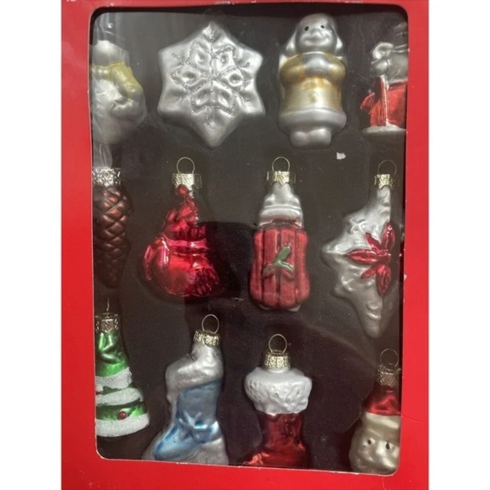 Merry Brite 12ct  Blown Glass Christmas Mini Ornaments 2.5 in 2011 CVS New
